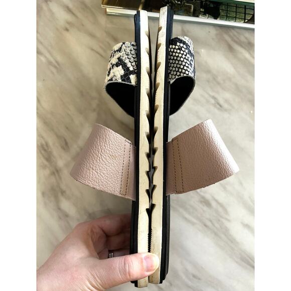 Sorel Mauve Pink & Snakeskin Slip On Flat Sandal - Picture 3 of 6